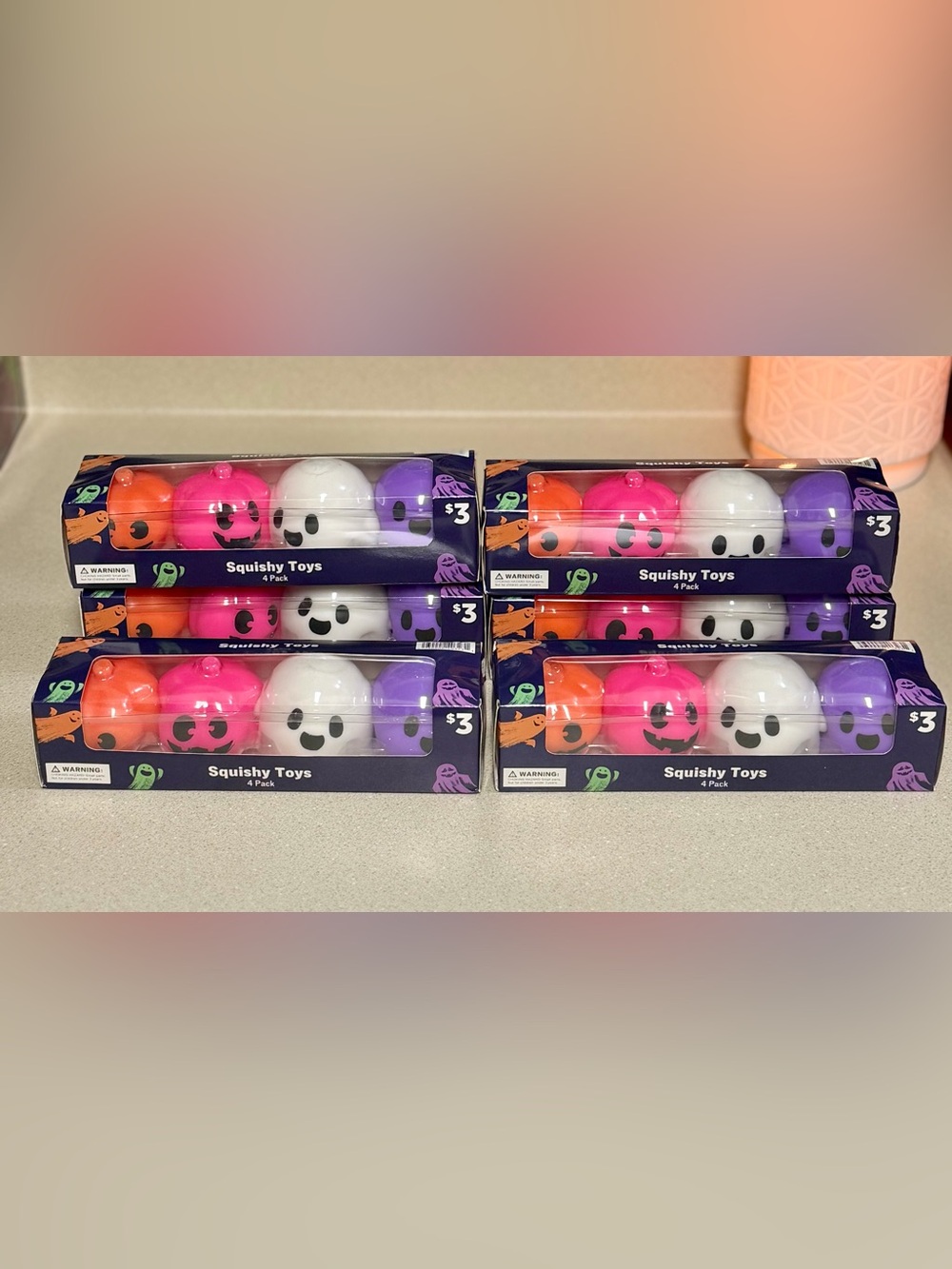 Halloween Squishy Ghost and Pumpkin Toy Pack - Pink, Orange, White, Purple
